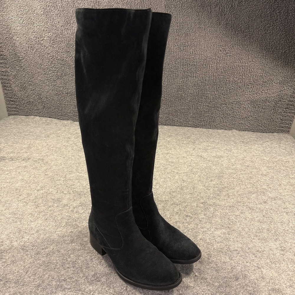 Born Boots Womens Size 8.5 Black Suede Over The Knee Riding Side Zip Boots - Picture 4 of 15